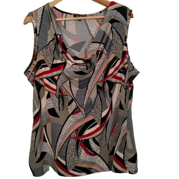 Vintage Y2K Sami & Jo Shirt XL Sleeveless Cowl Neck Abstract Geometric Artsy - Picture 1 of 13